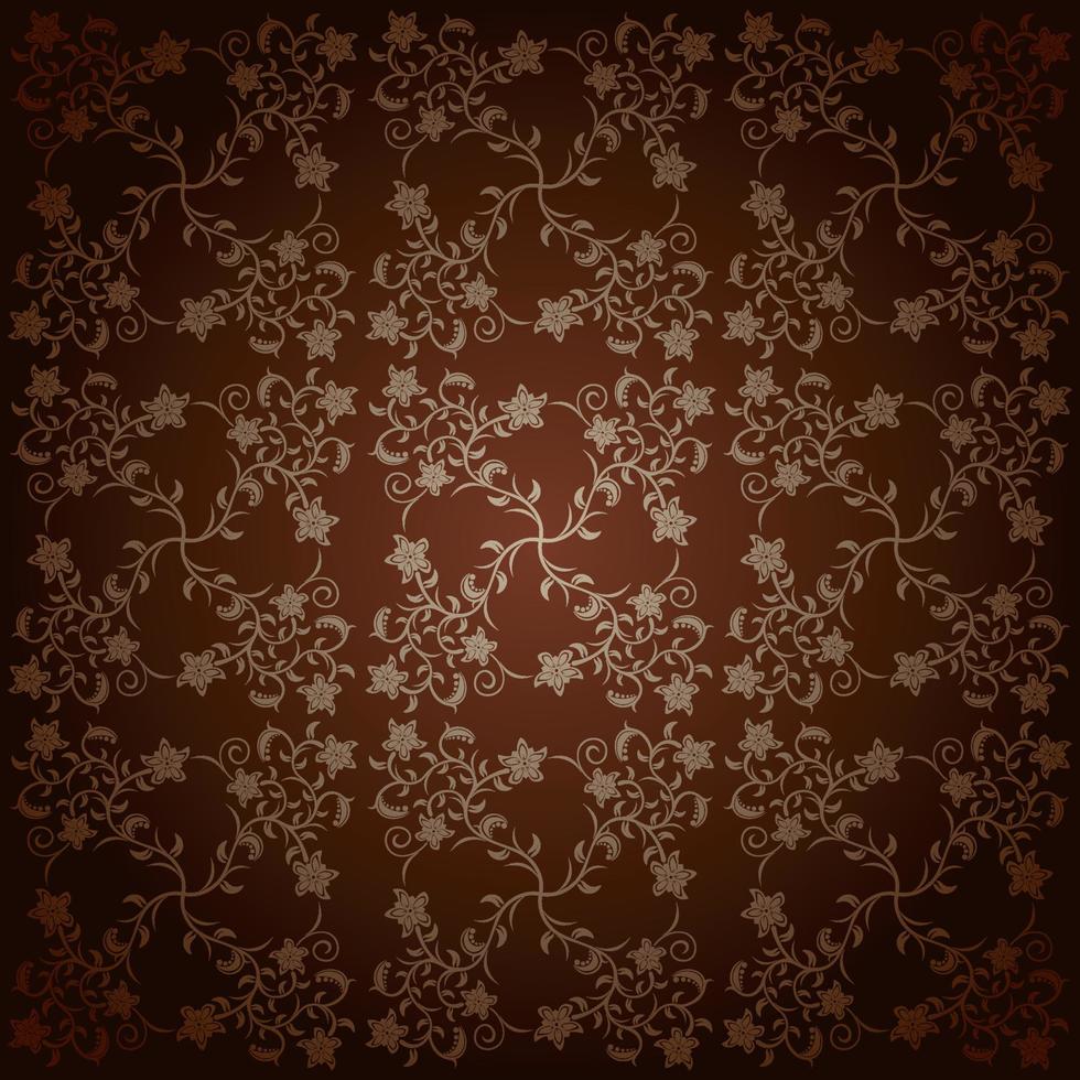 Background brown baroque vector with flowers