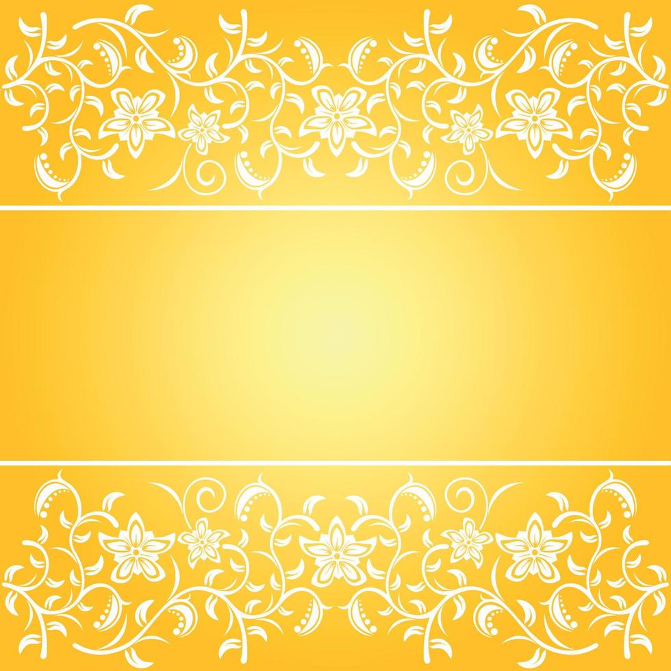 Yellow background baroque vector with flowers