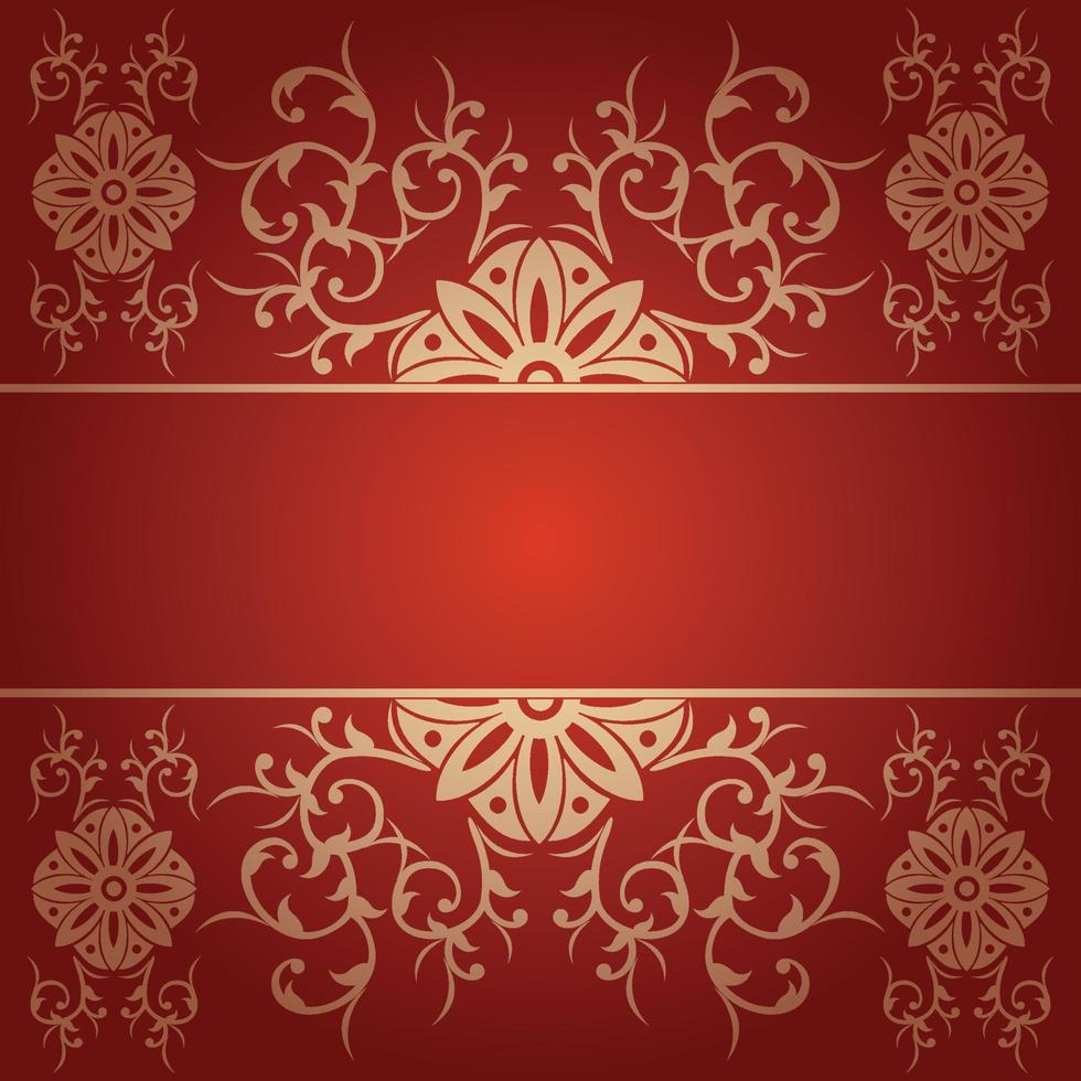 Red baroque background vector with flowers