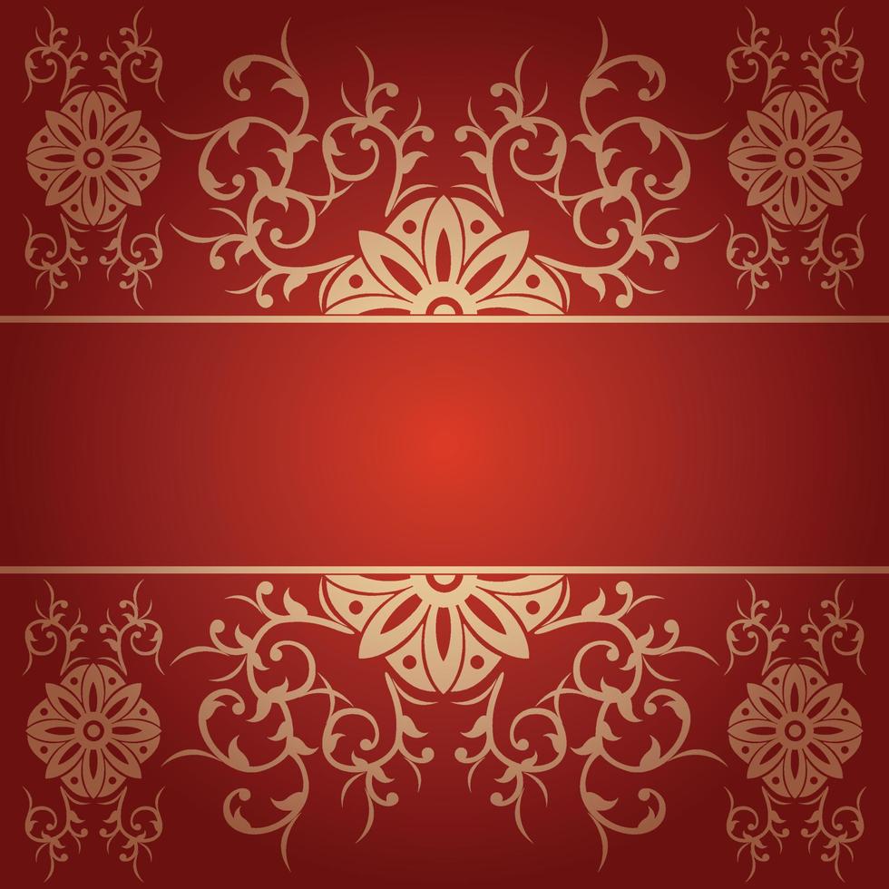 Red baroque background vector with flowers