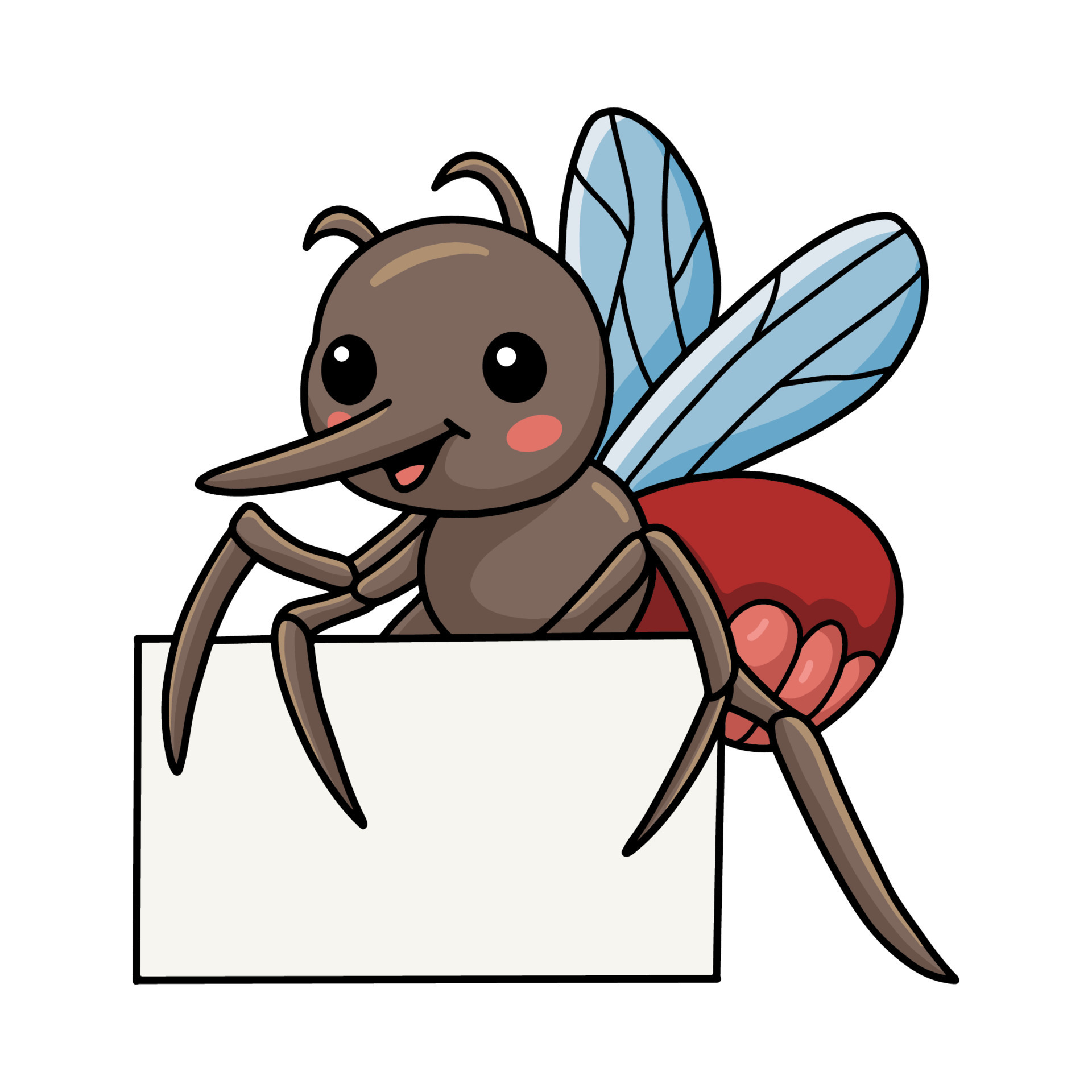 Cute little mosquito cartoon with blank sign 12851513 Vector Art at Vecteezy