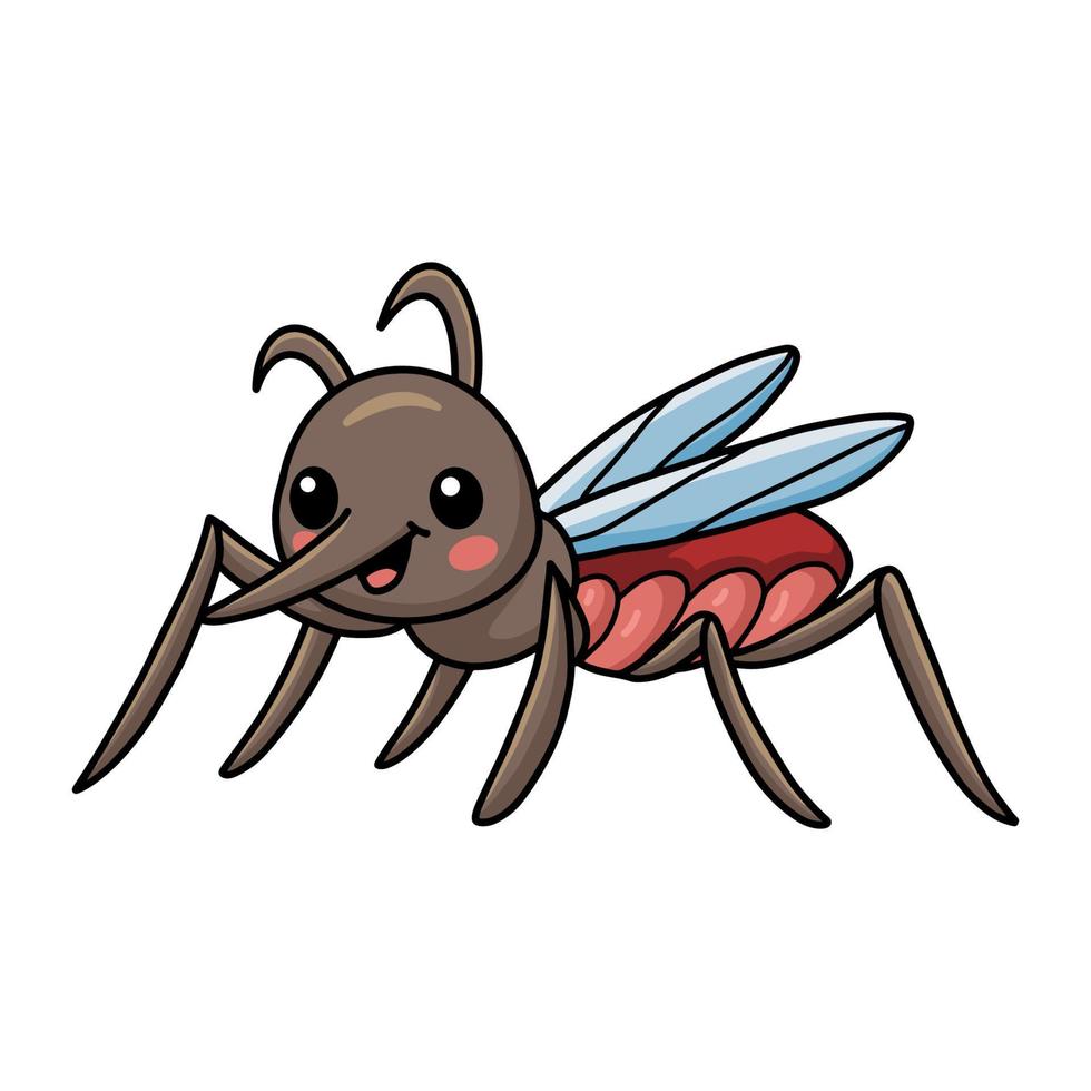 linda pequeña caricatura de mosquito posando vector