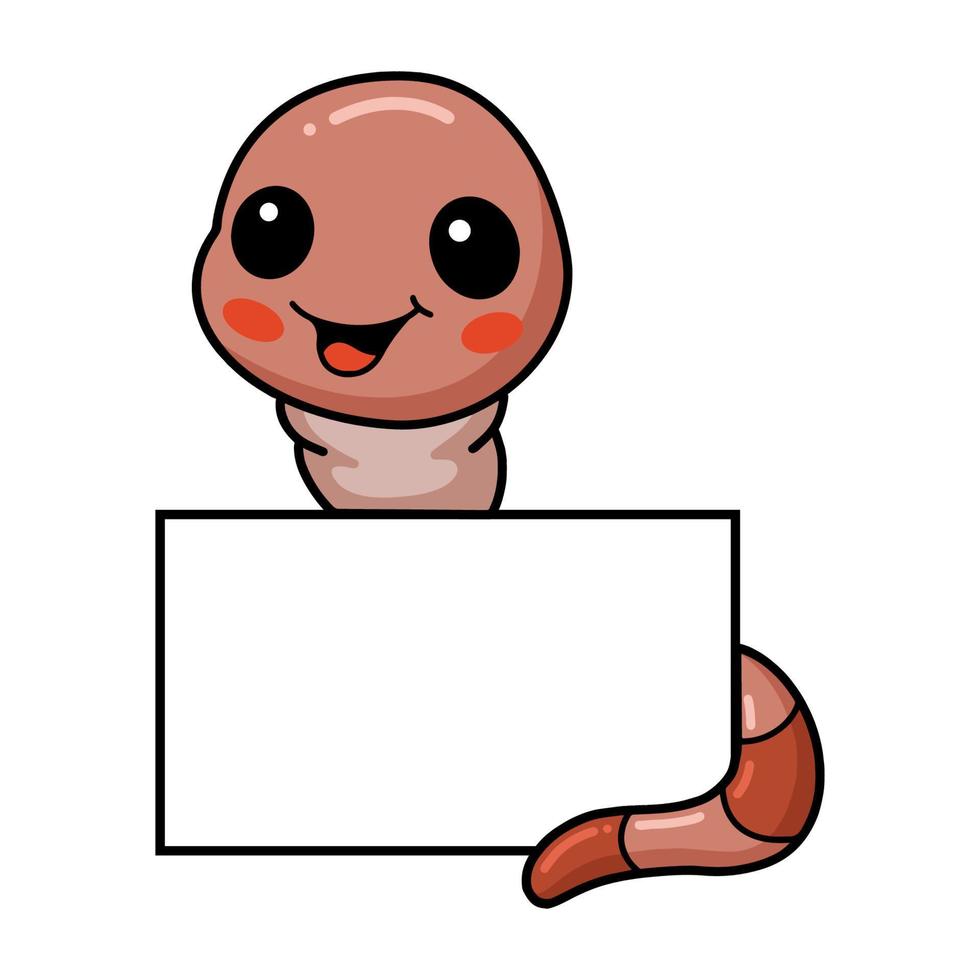 Cute little worm cartoon with blank sign vector