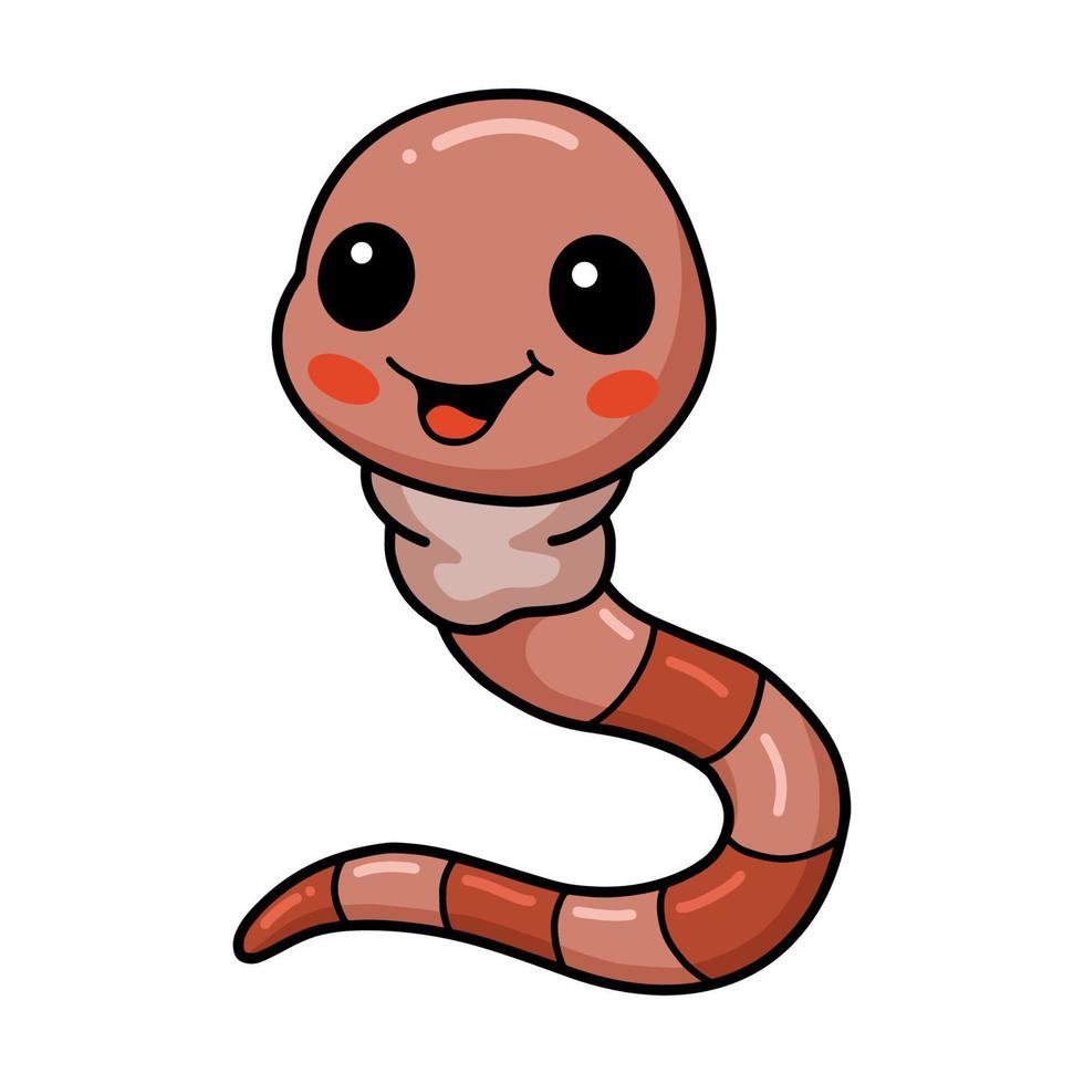 Cute little worm cartoon character vector