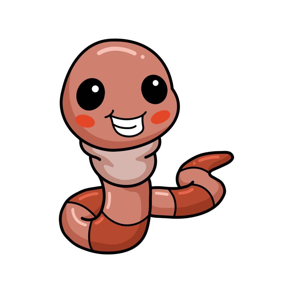 Cute little worm cartoon character vector