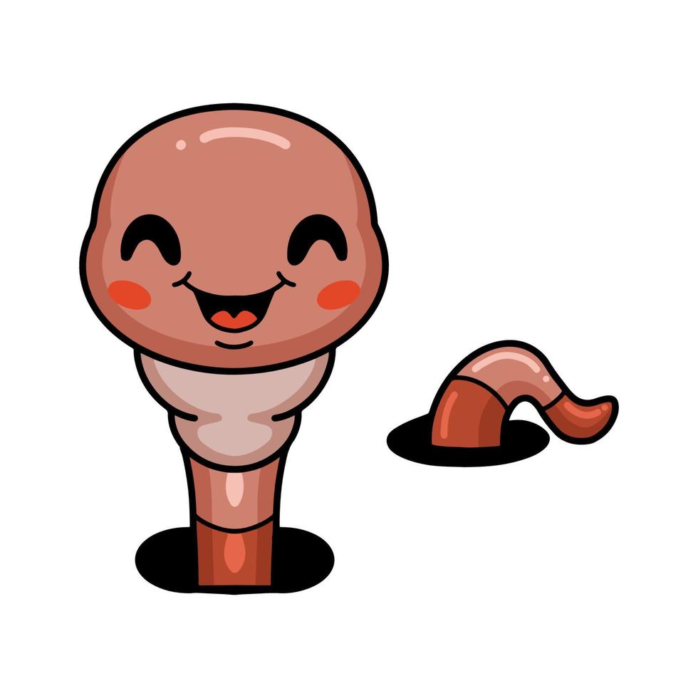 Cute little worm cartoon character vector