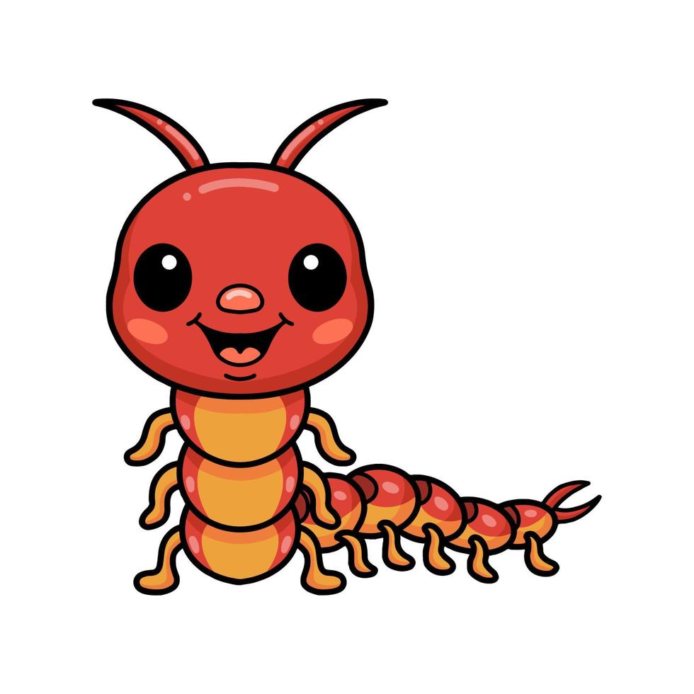 Cute little centipede cartoon character vector
