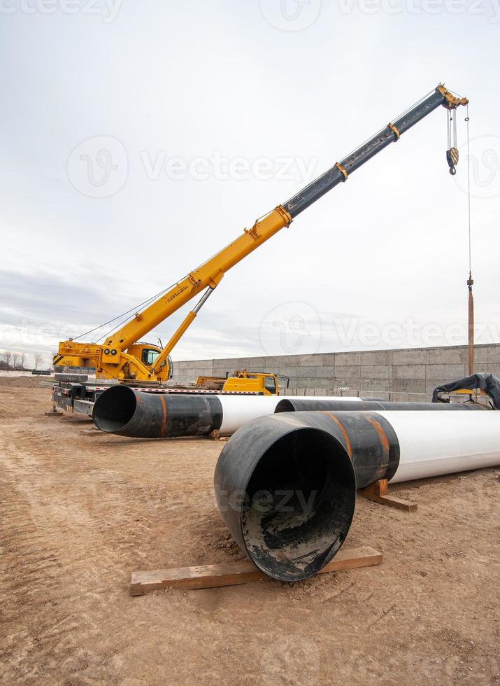 The large pipes at construction site photo