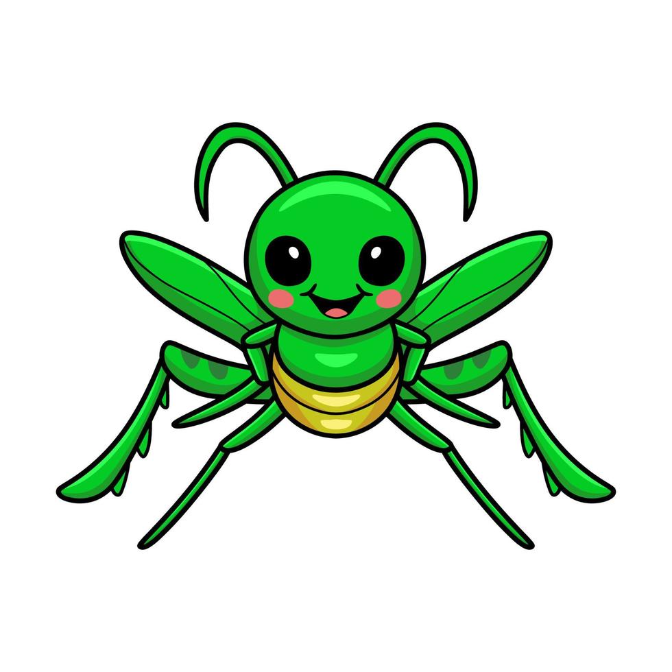 pequeño personaje de dibujos animados lindo mantis vector