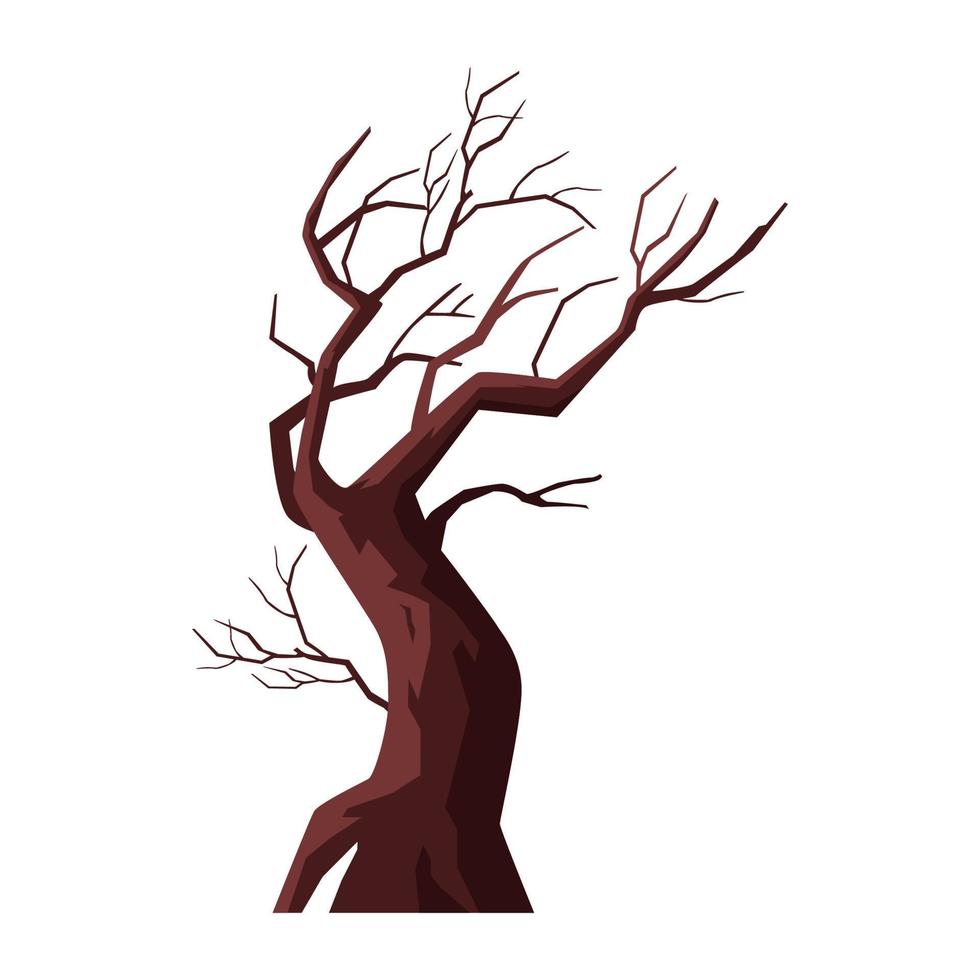 árbol espeluznante de halloween sin hojas ilustración vectorial aislado en blanco. vector