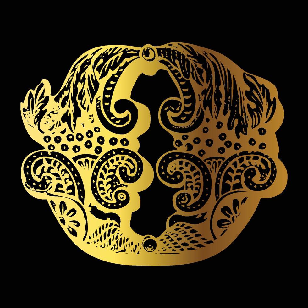 diseño de tatuaje de color dorado o sobre fondo negro vector