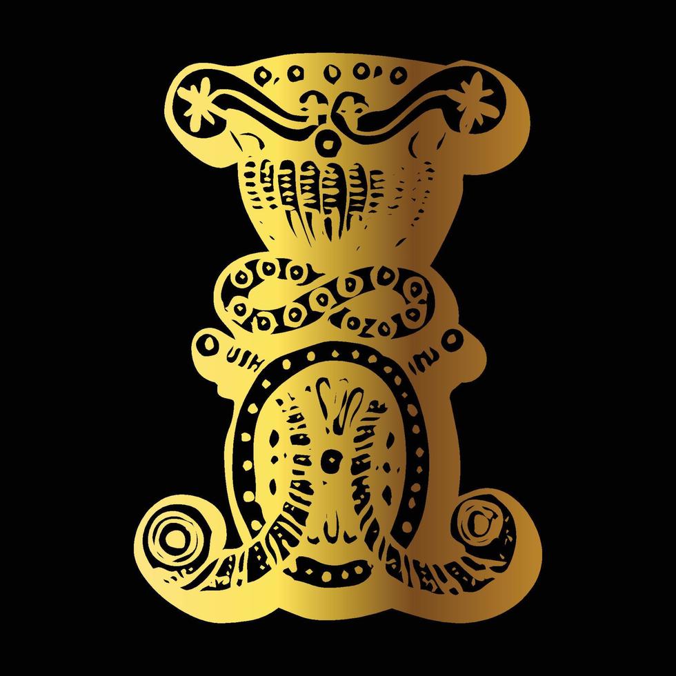 Golden color tattoo design I on black background vector