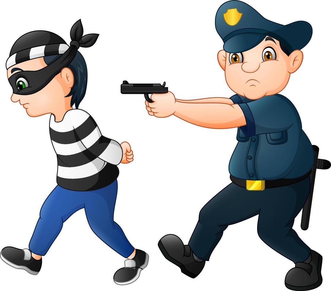 Policeman tries to chase a thief vector