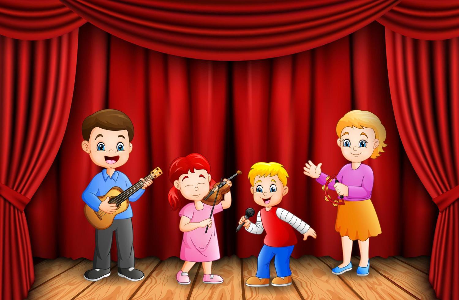 Boys and girl happy with play together in music class vector