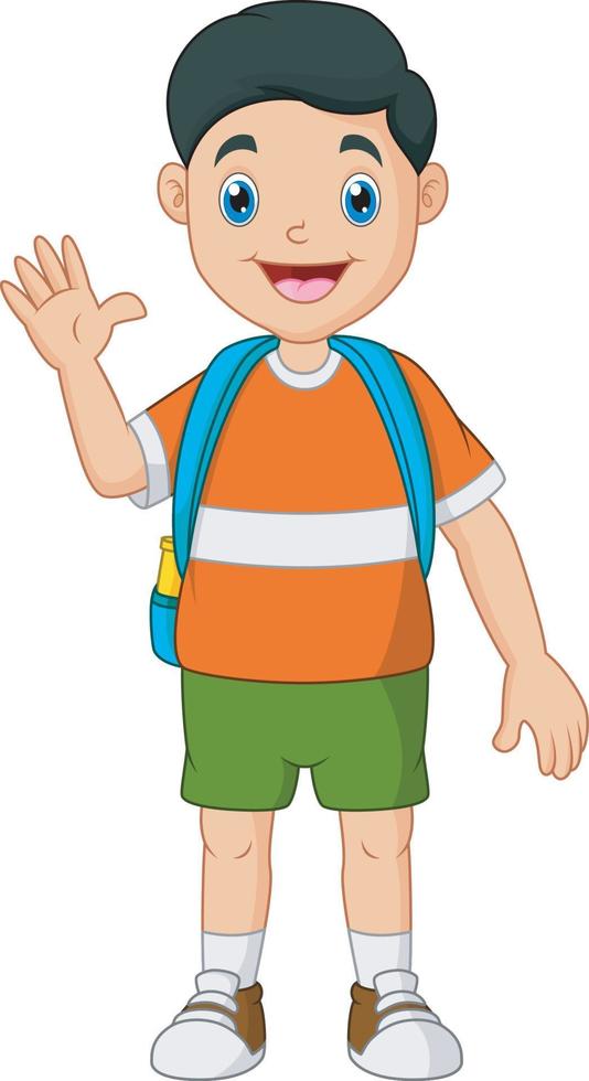 Cartoon Little boy with backpack vector