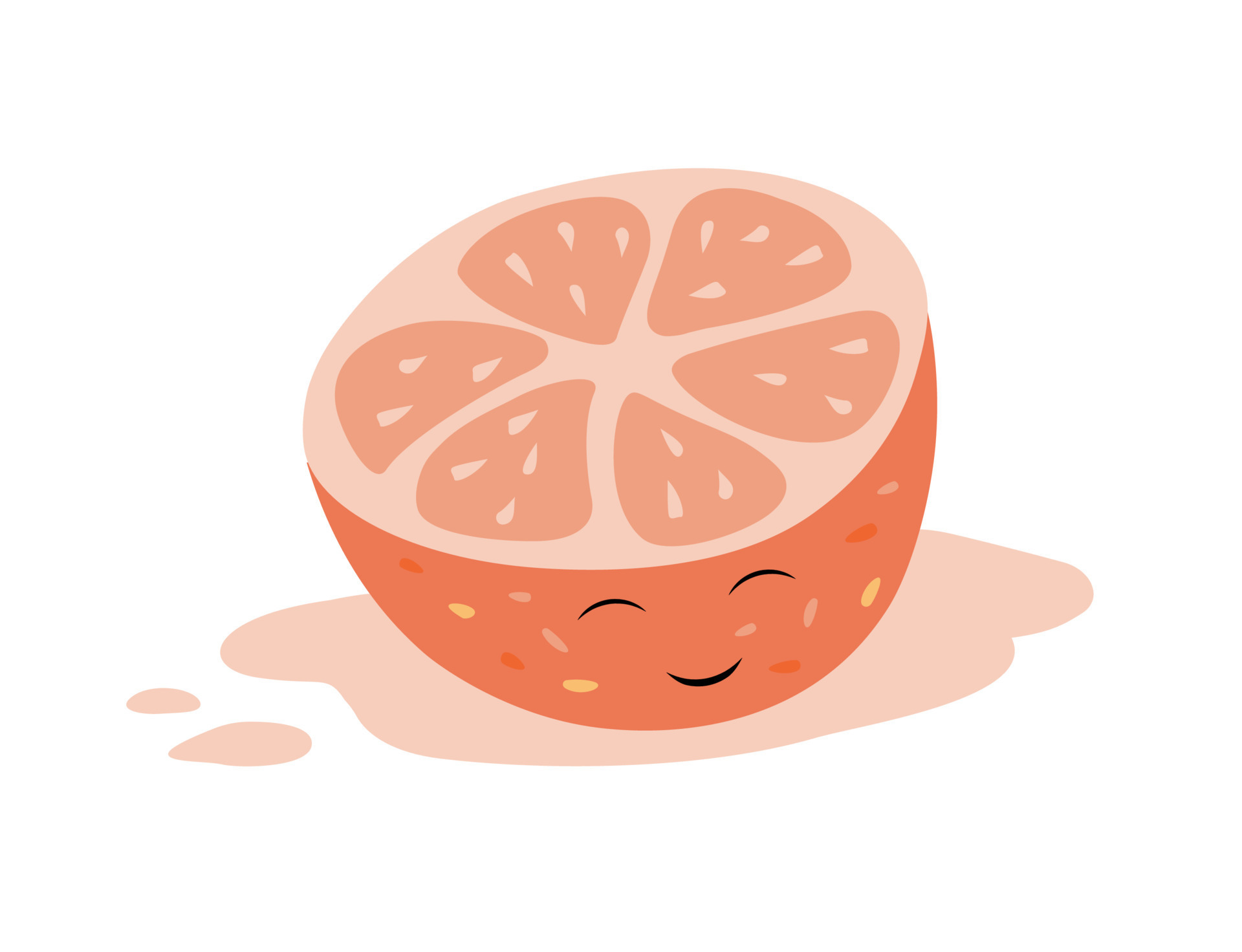 Cute character grapefruit half in hand drawn flat style on a white background 12851873 Vector
