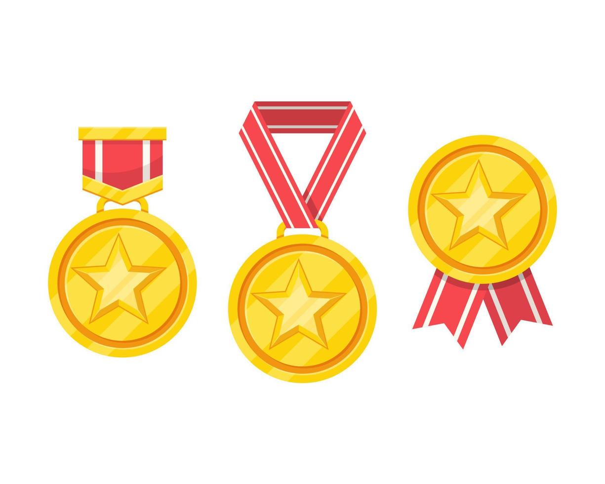 Champion gold medal, star medal vector. vector