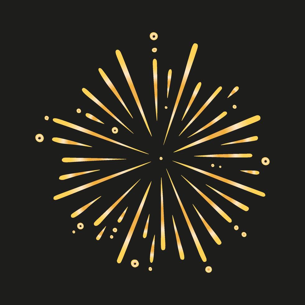 Gold firework or salute. Shiny foreworks for parties and celebrations. Vector illustration