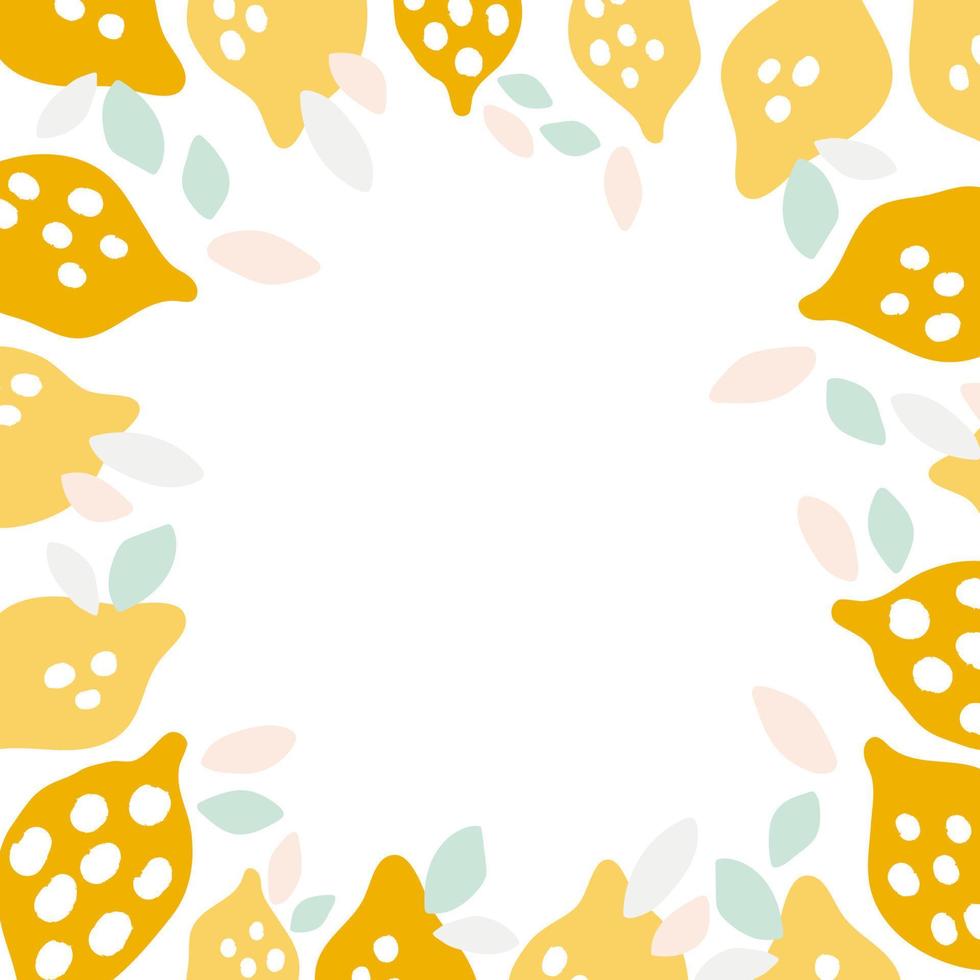 Banner with lemon on white background. Vector illustration template decorative with citrus fruits in a circle.