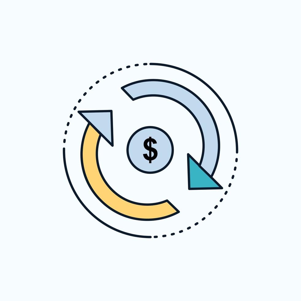 Circulation. finance. flow. market. money Flat Icon. green and Yellow sign and symbols for website and Mobile appliation. vector illustration