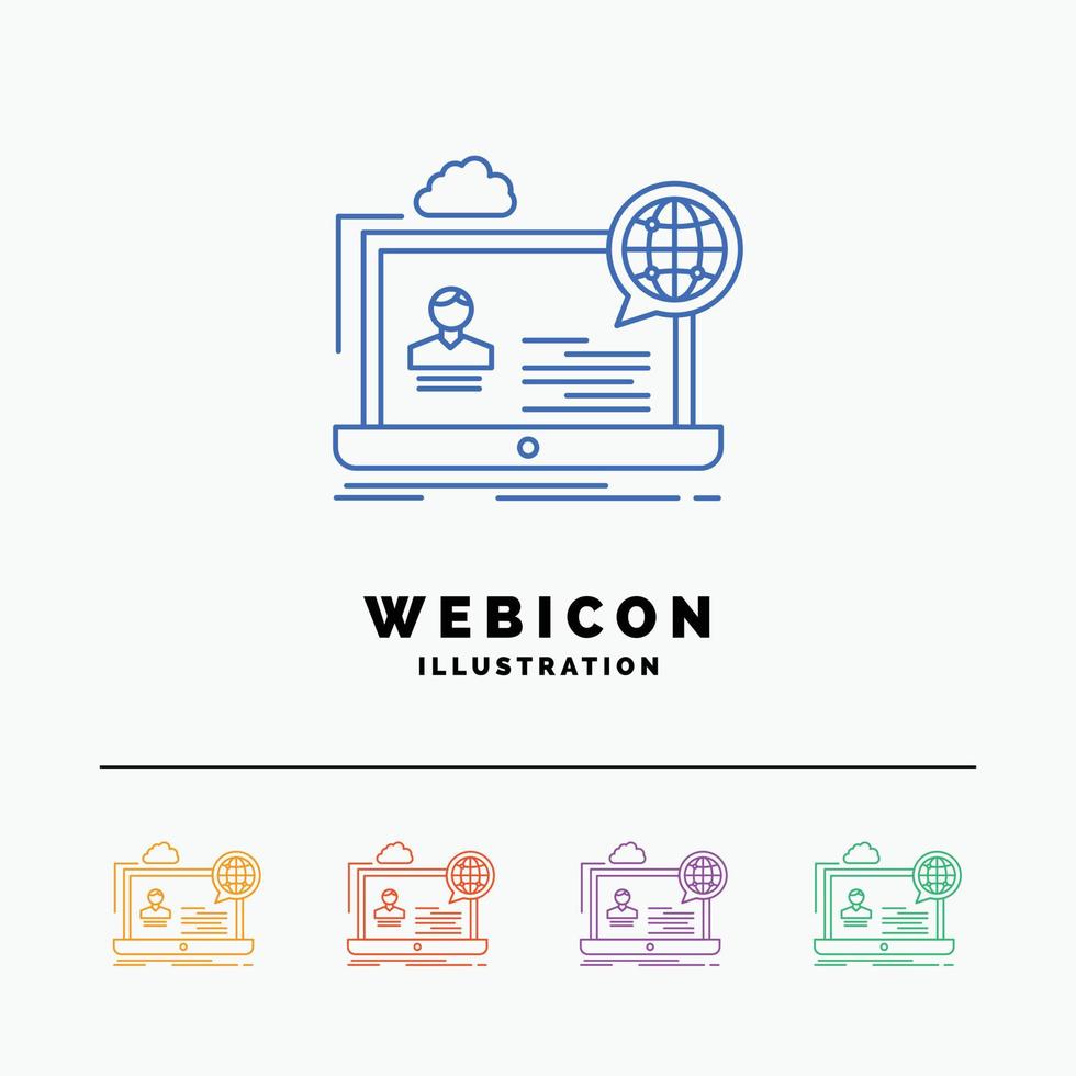 webinar. forum. online. seminar. website 5 Color Line Web Icon Template isolated on white. Vector illustration
