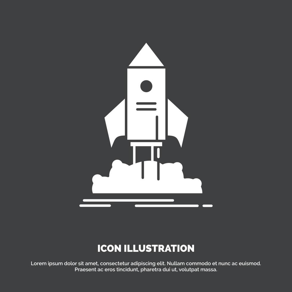 launch. startup. ship. shuttle. mission Icon. glyph vector symbol for UI and UX. website or mobile application