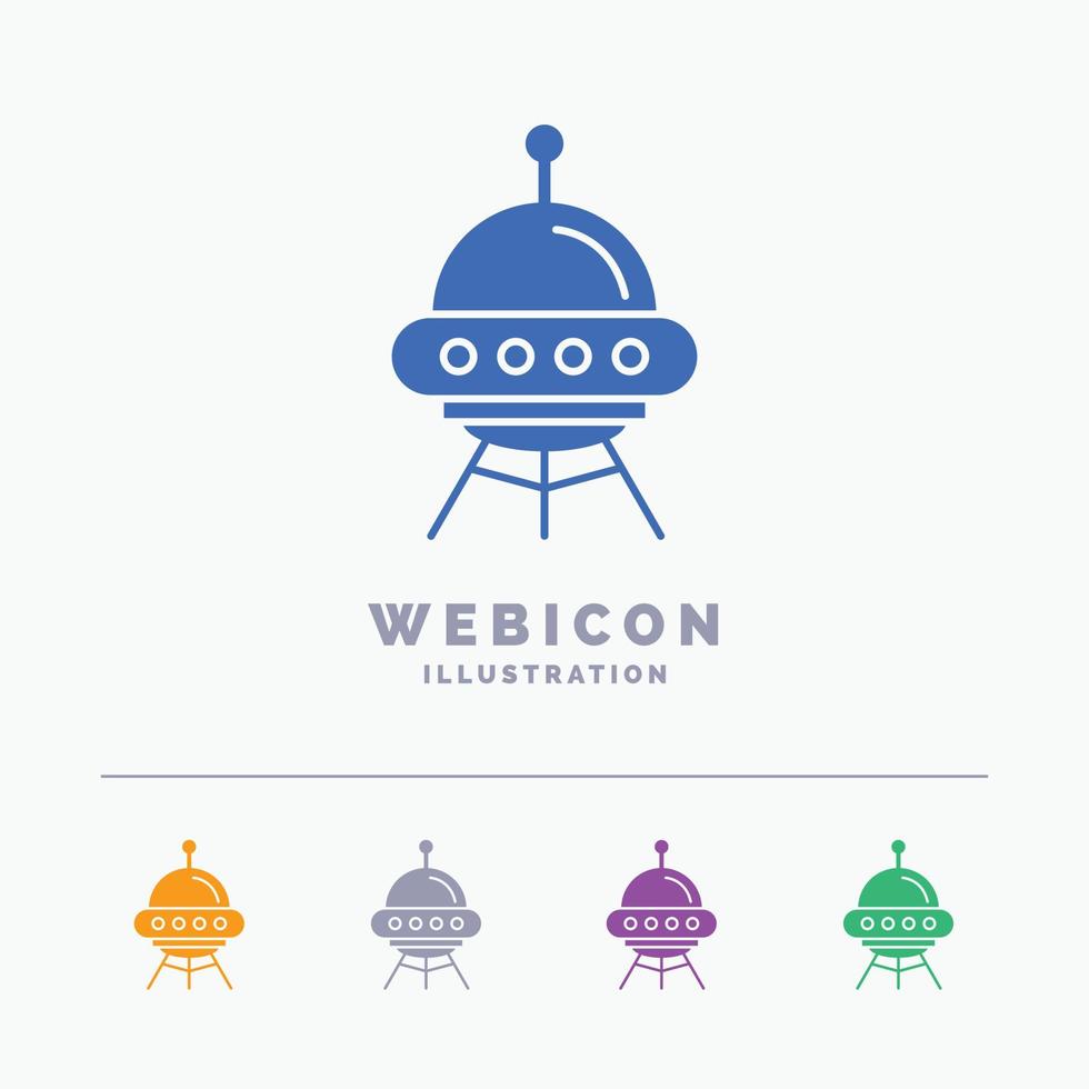 space ship. space. ship. rocket. alien 5 Color Glyph Web Icon Template isolated on white. Vector illustration