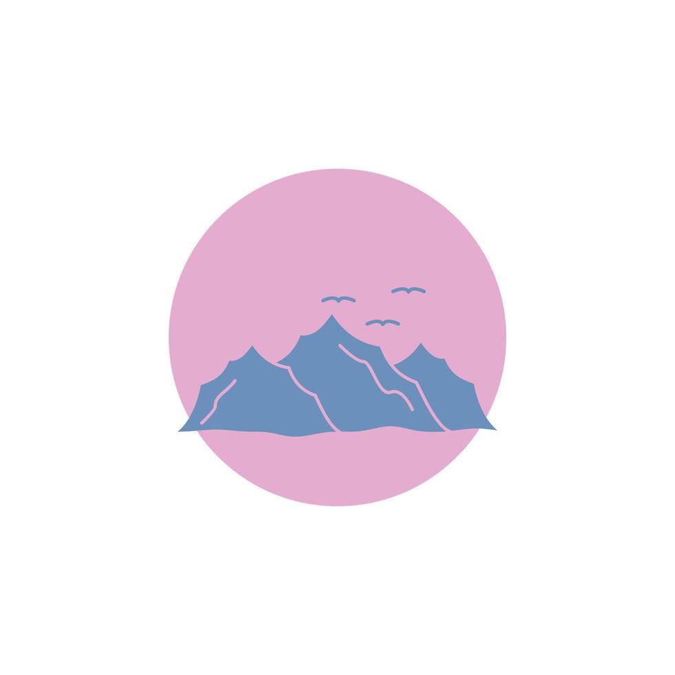 mountain. landscape. hill. nature. birds Glyph Icon. vector