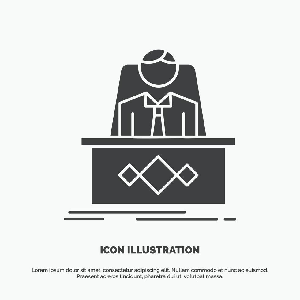 juego. jefe. leyenda. Maestro. icono del director ejecutivo. símbolo gris vectorial de glifo para ui y ux. sitio web o aplicación móvil vector