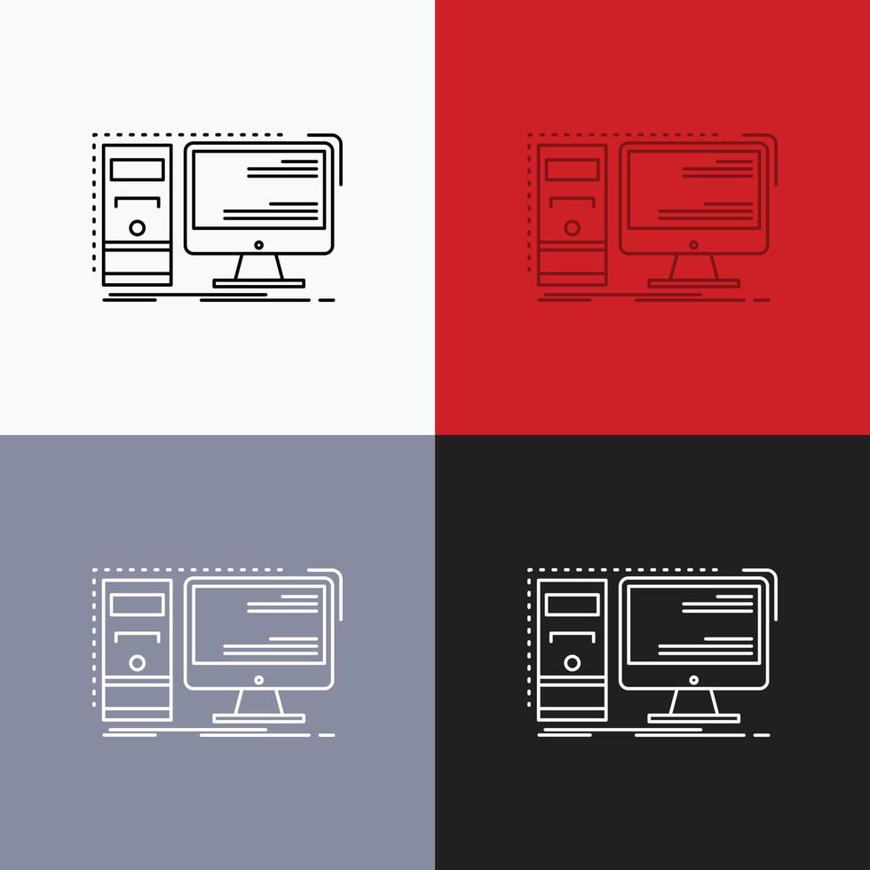 Computer. desktop. hardware. workstation. System Icon Over Various Background. Line style design. designed for web and app. Eps 10 vector illustration