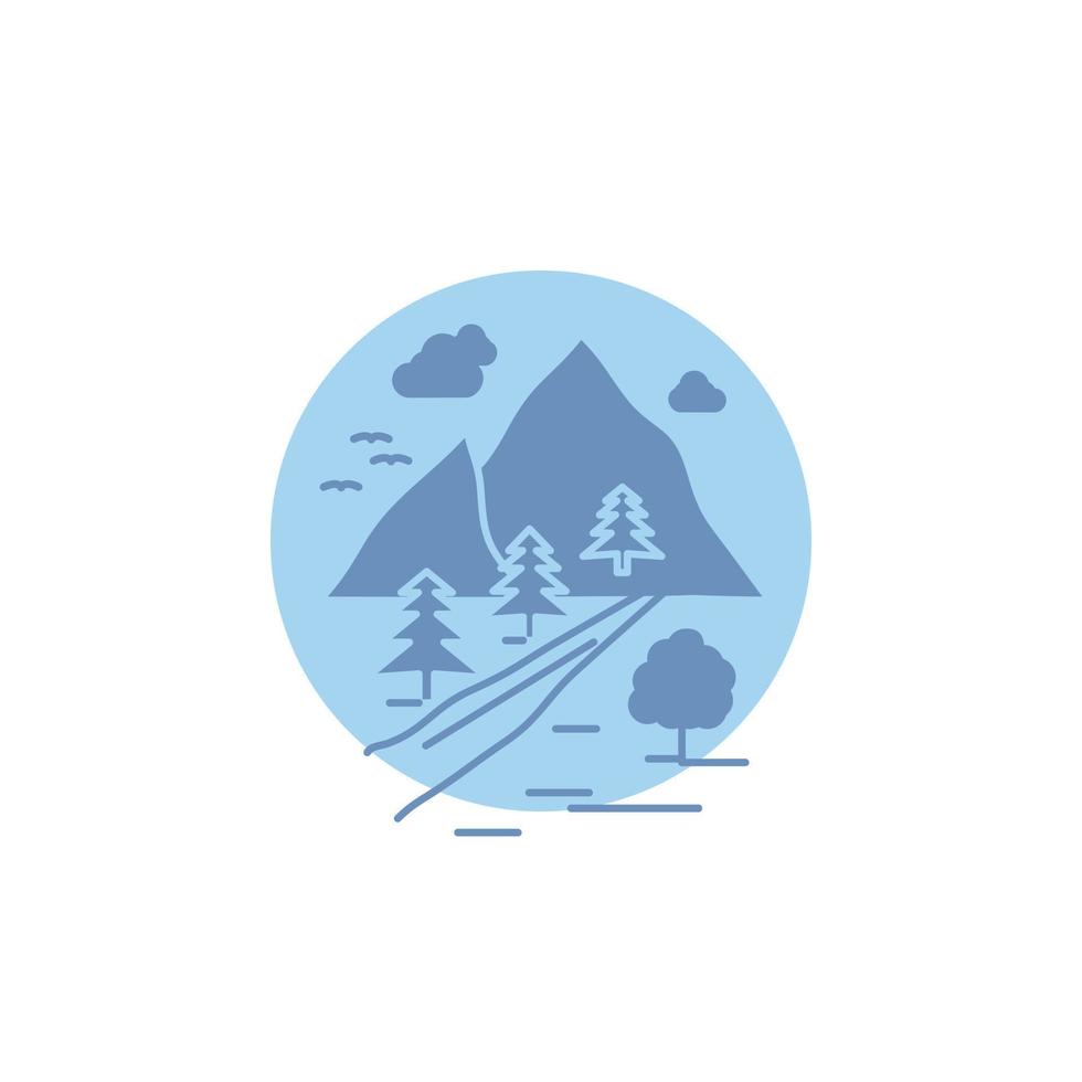 rocks. tree. hill. mountain. nature Glyph Icon. vector