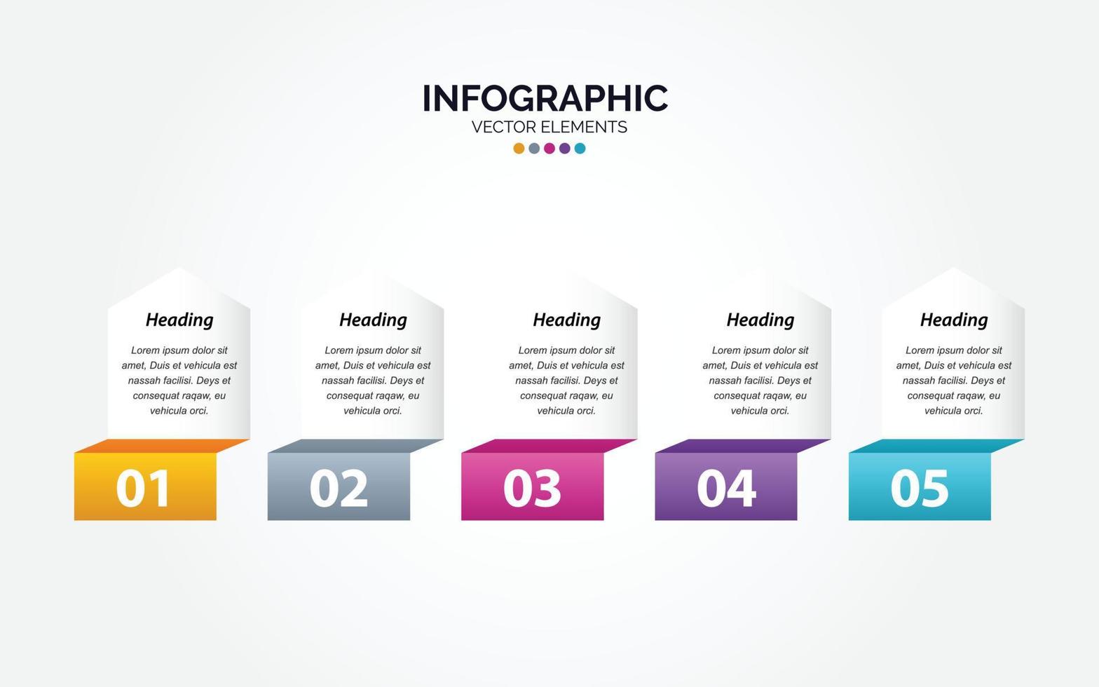 Plantilla de infografía horizontal de negocios de presentación con 5 opciones de ilustración vectorial vector