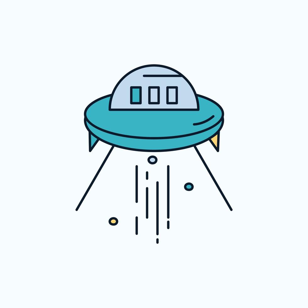 space ship. space. ship. rocket. alien Flat Icon. green and Yellow sign and symbols for website and Mobile appliation. vector illustration