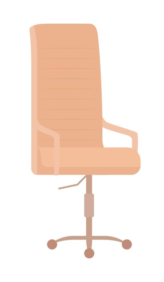 jefe silla de oficina objeto de vector de color semiplano. artículo de tamaño completo en blanco. elemento conveniente del interior. disposición del lugar de trabajo ilustración de estilo de dibujos animados simple para diseño gráfico web y animación