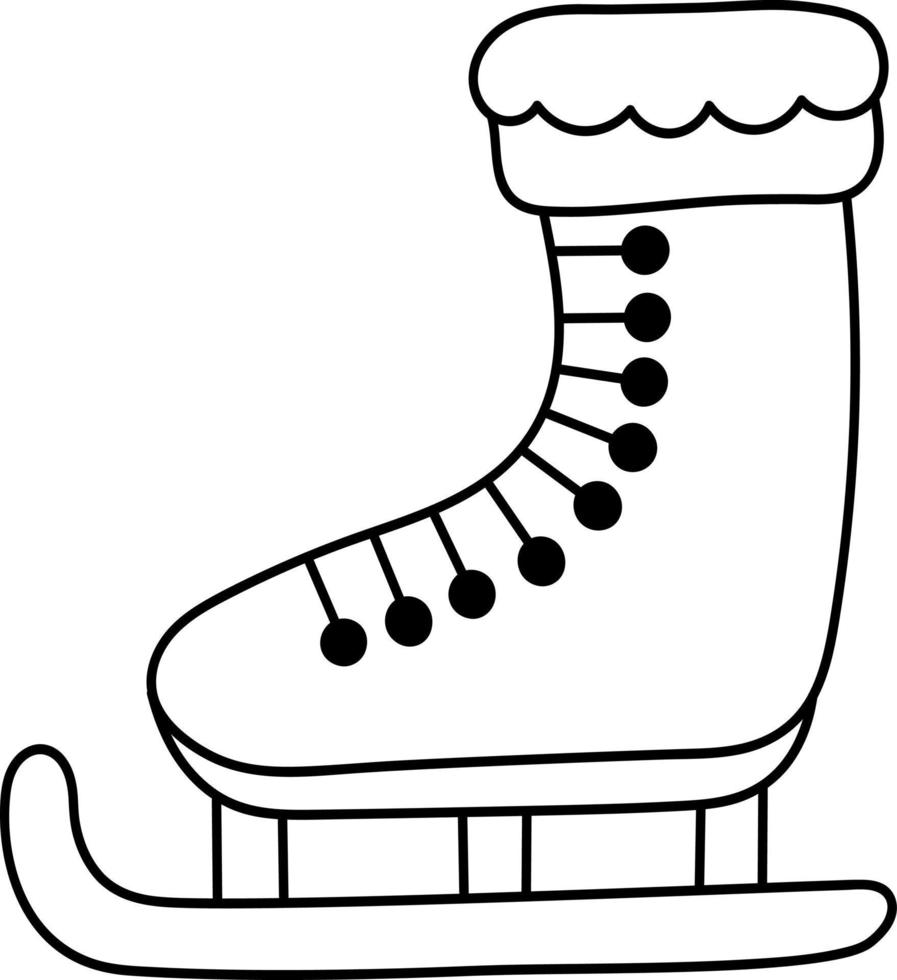 Doodle sticker winter skates shoes for decoration vector