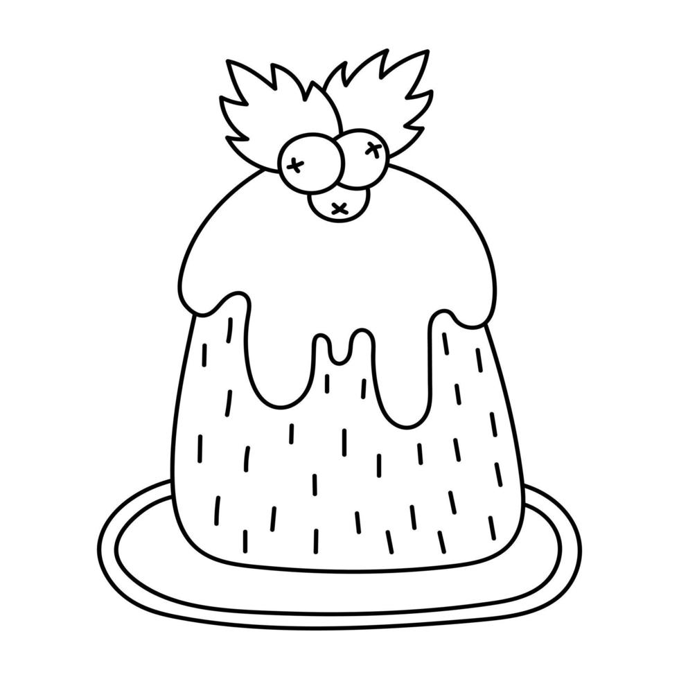 Doodle pegatina navidad cupcake con decoración vector