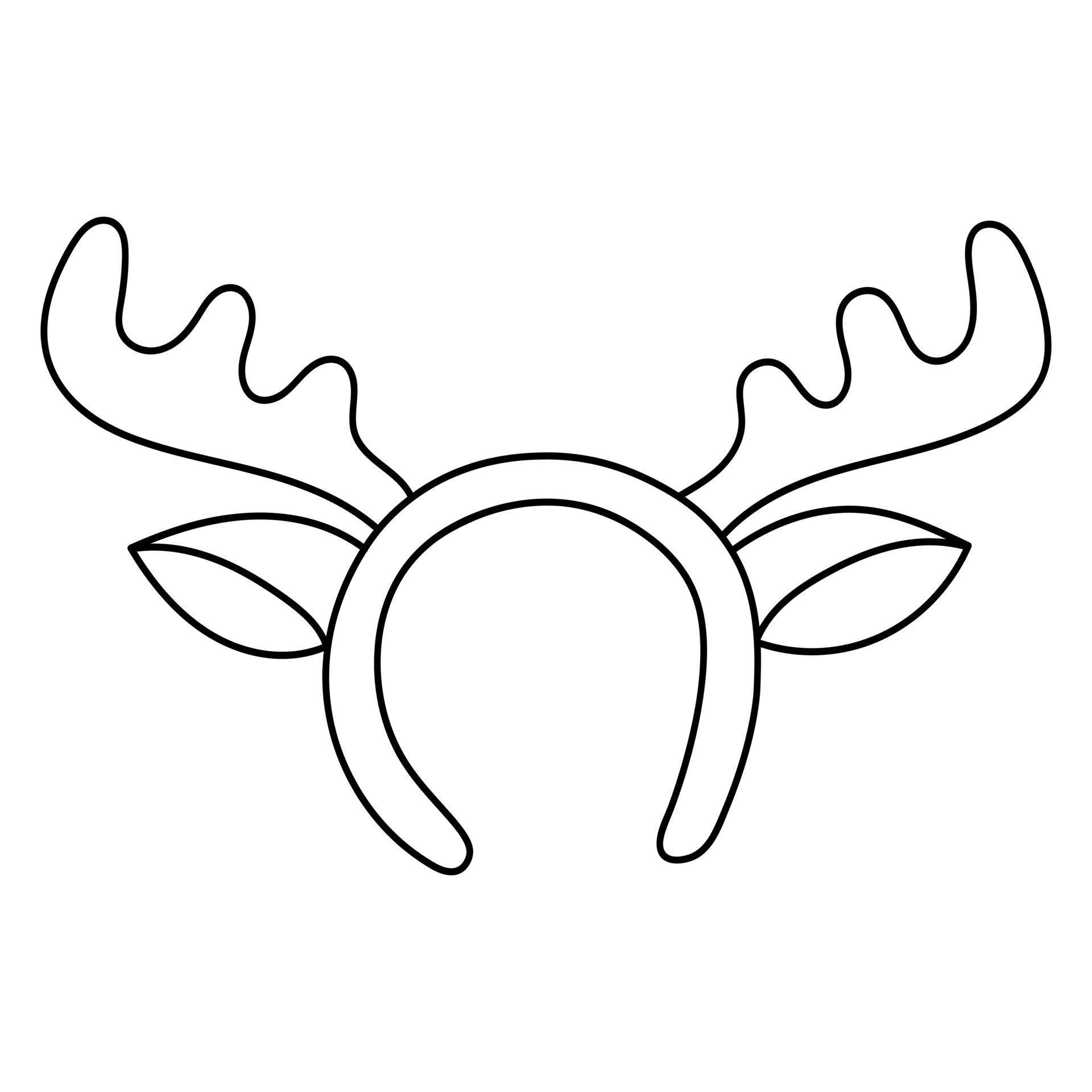 Doodle sticker christmas wreath on the head antlers 12852607 Vector Art