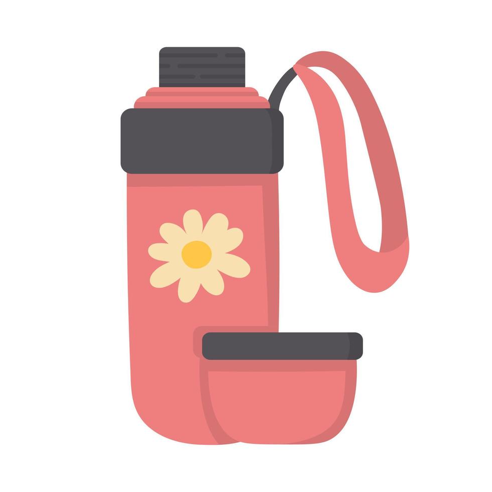 Doodle clipart. Camping thermos for hot drinks. All objects are repainted. vector