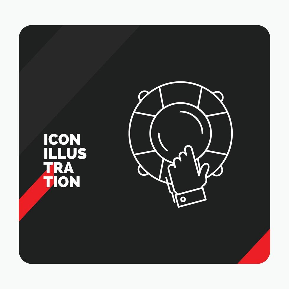 Red and Black Creative presentation Background for emergency. guard. help. insurance. lifebuoy Line Icon vector