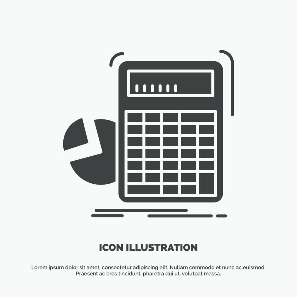 calculadora. cálculo. Matemáticas. Progreso. icono de gráfico. símbolo gris vectorial de glifo para ui y ux. sitio web o aplicación móvil vector