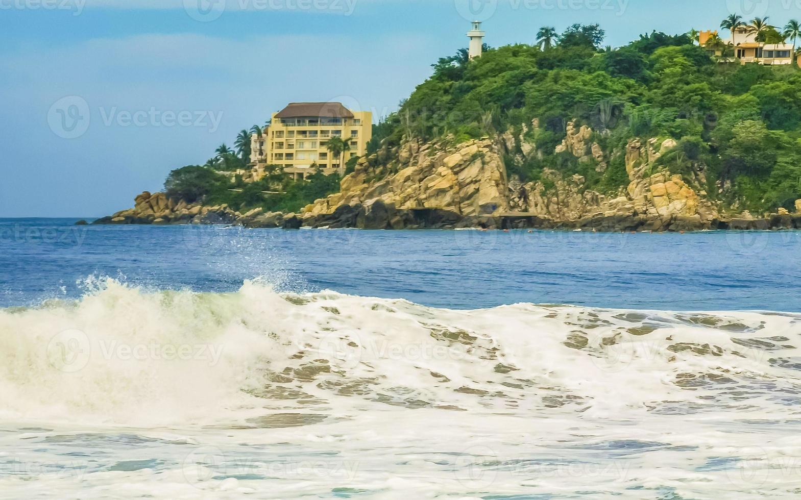 Extremely huge big surfer waves at beach Puerto Escondido Mexico. photo