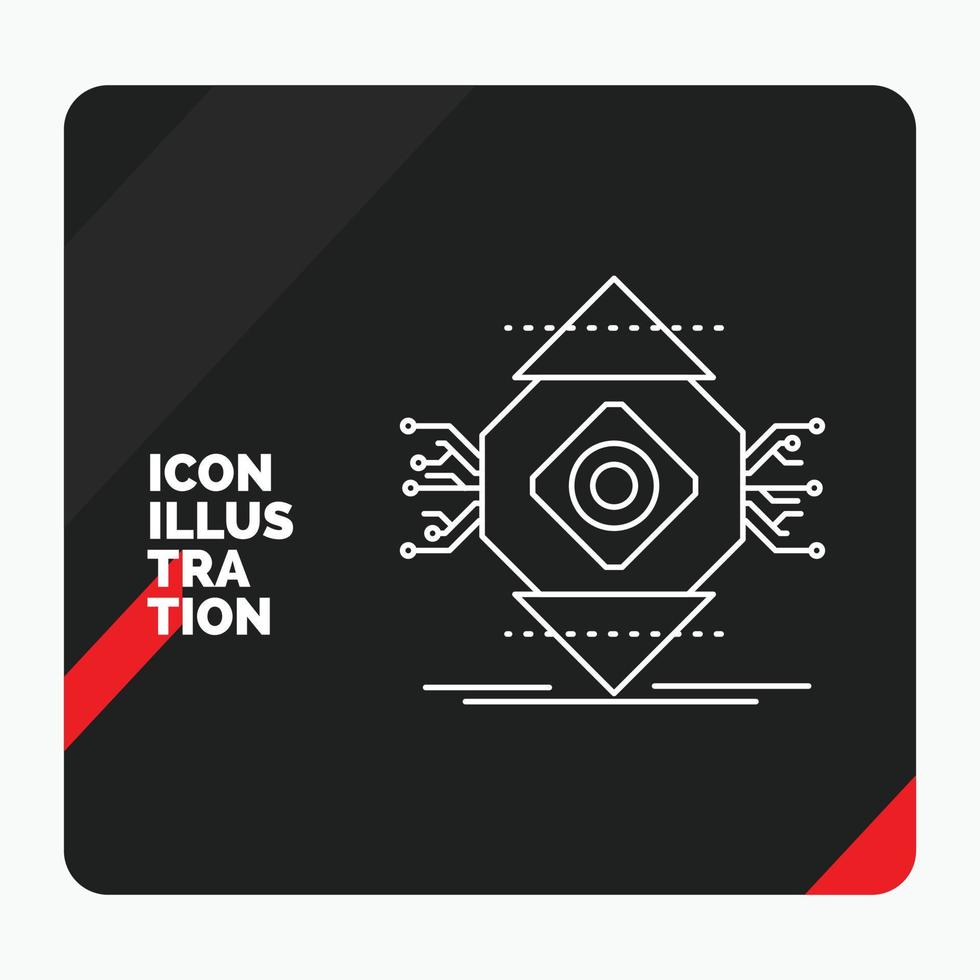 fondo de presentación creativa rojo y negro para ubicomp. informática. ubicuo. computadora. icono de línea de concepto vector