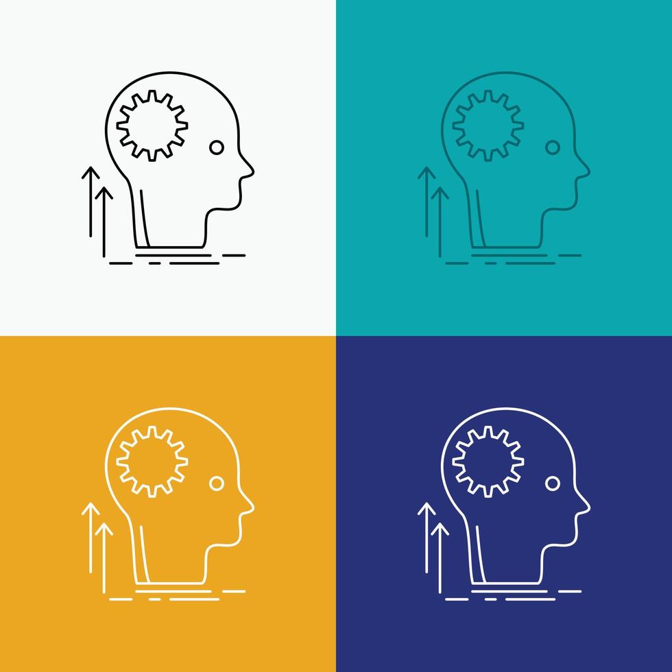 Mind. Creative. thinking. idea. brainstorming Icon Over Various Background. Line style design. designed for web and app. Eps 10 vector illustration