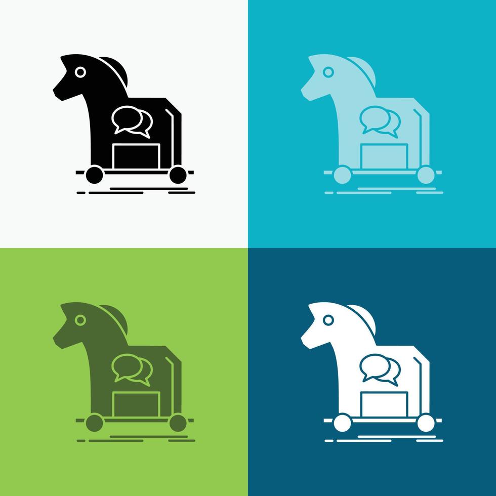 Cybercrime. horse. internet. trojan. virus Icon Over Various Background. glyph style design. designed for web and app. Eps 10 vector illustration