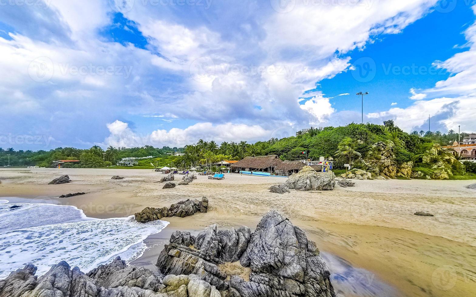 Extremely huge big surfer waves at beach Puerto Escondido Mexico. photo