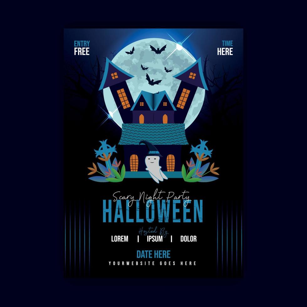 Hand drawn halloween party vertical flyer design vector