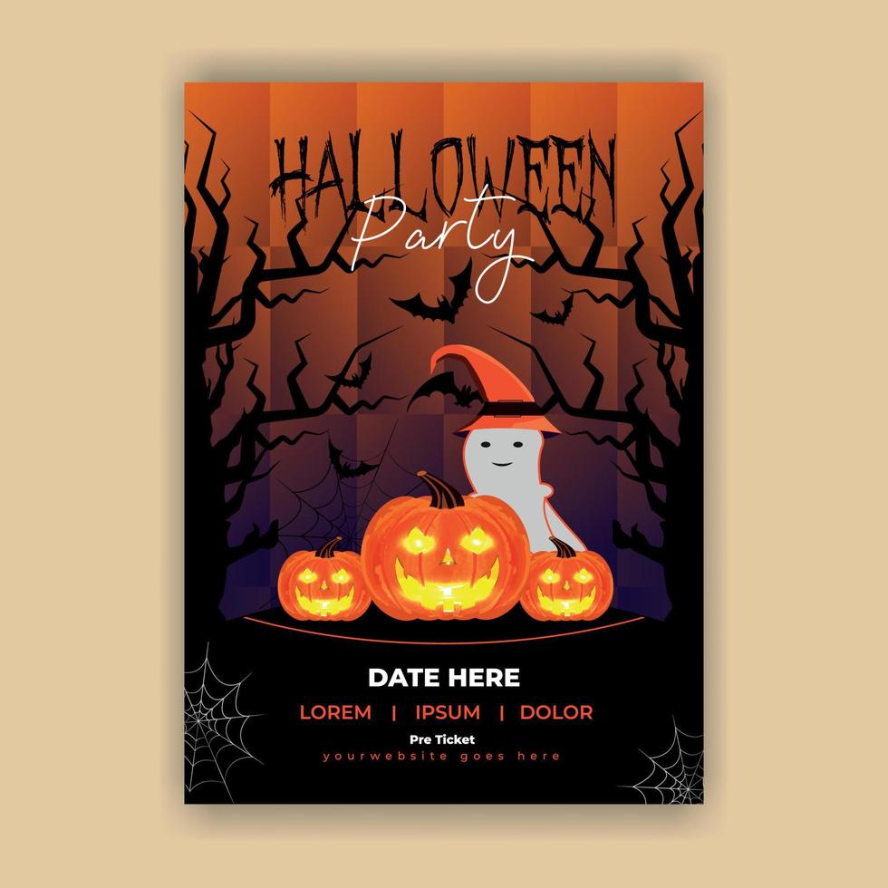Gradient halloween party flyer design vector