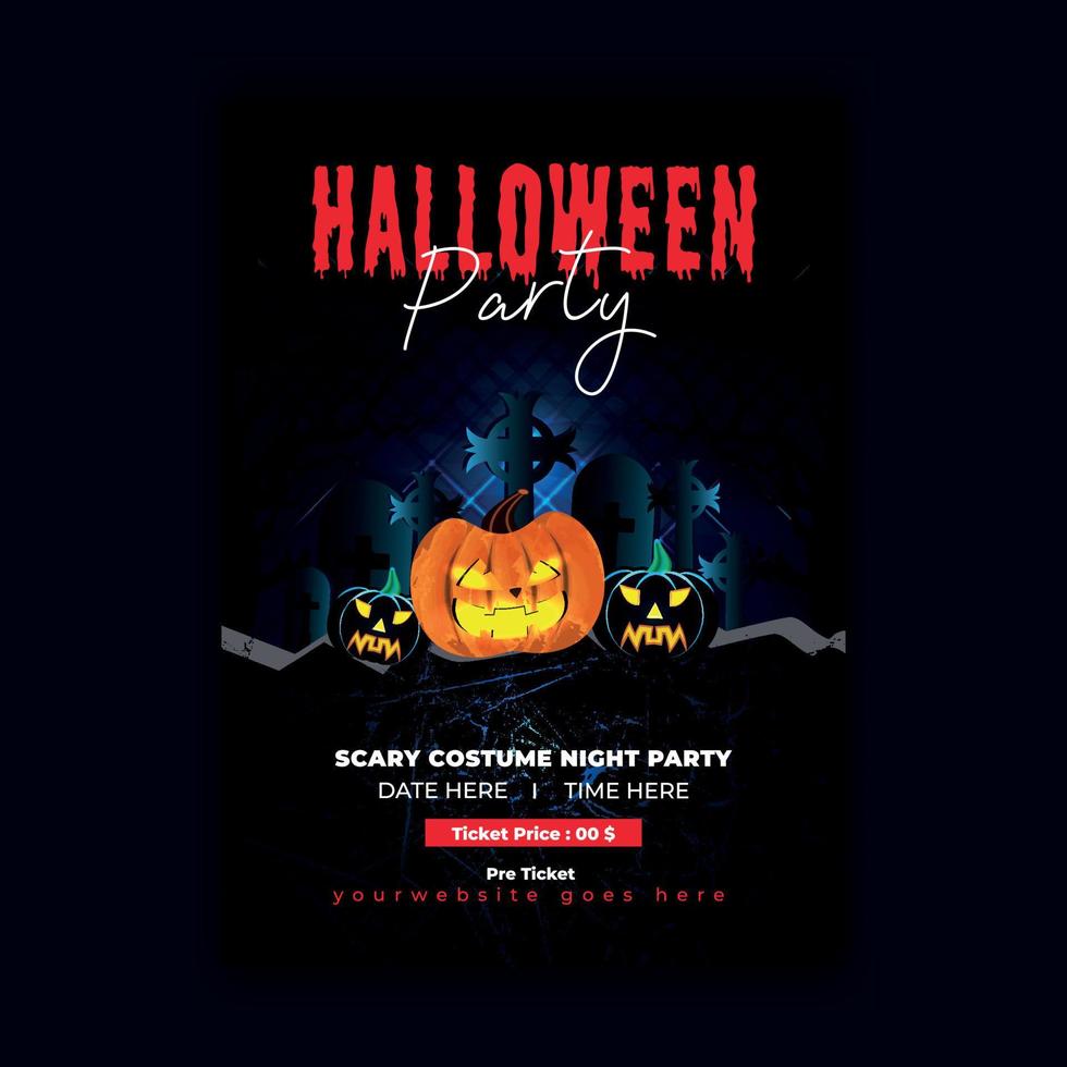 Halloween night party vertical flyer design template vector