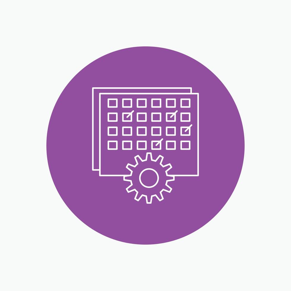 Event. management. processing. schedule. timing White Line Icon in Circle background. vector icon illustration