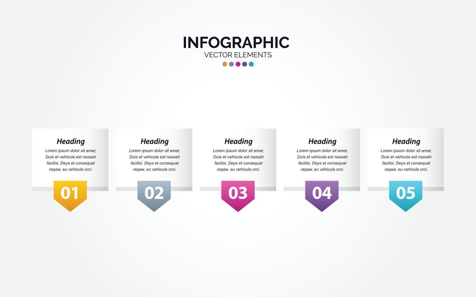 plantilla de infografía horizontal de negocios. diseño de línea delgada con números 5 opciones o pasos. vector